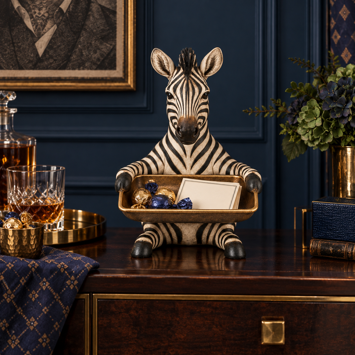 Gentry Zebra Card Holder and Sweet Tray