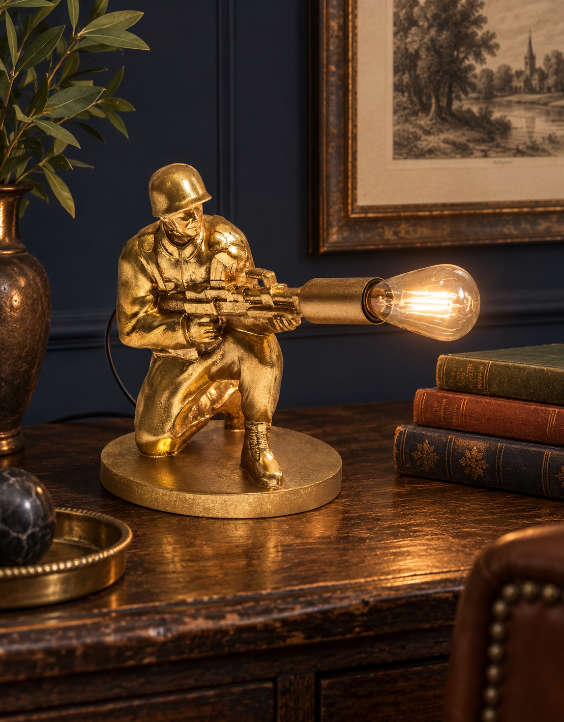 Antique Gold Toy Soldier Table Lamp