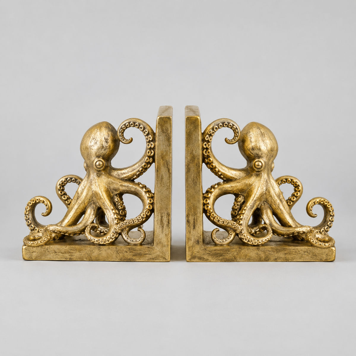 Pair of Gold Octopus Bookends