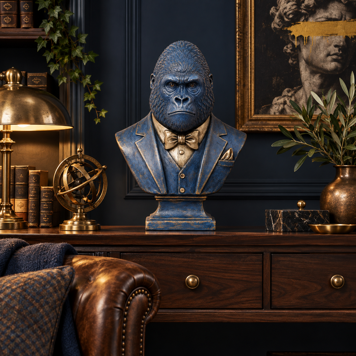 Blue Gentry Gorilla Bust
