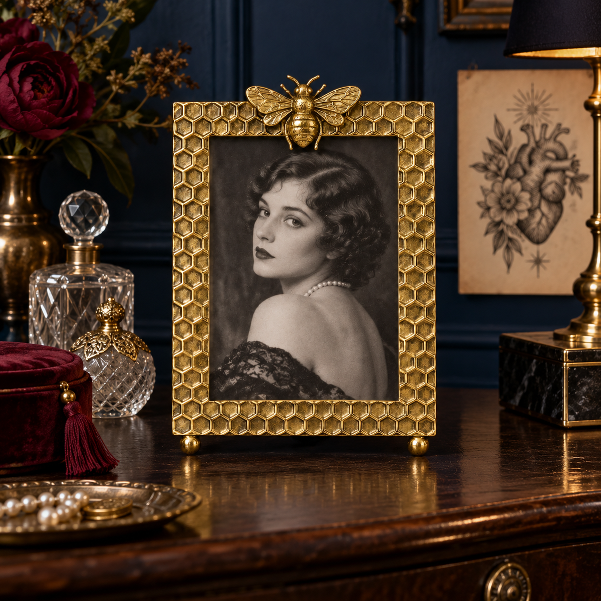 Gold Queen Bee 4 x 6 Photo Frame on Stand