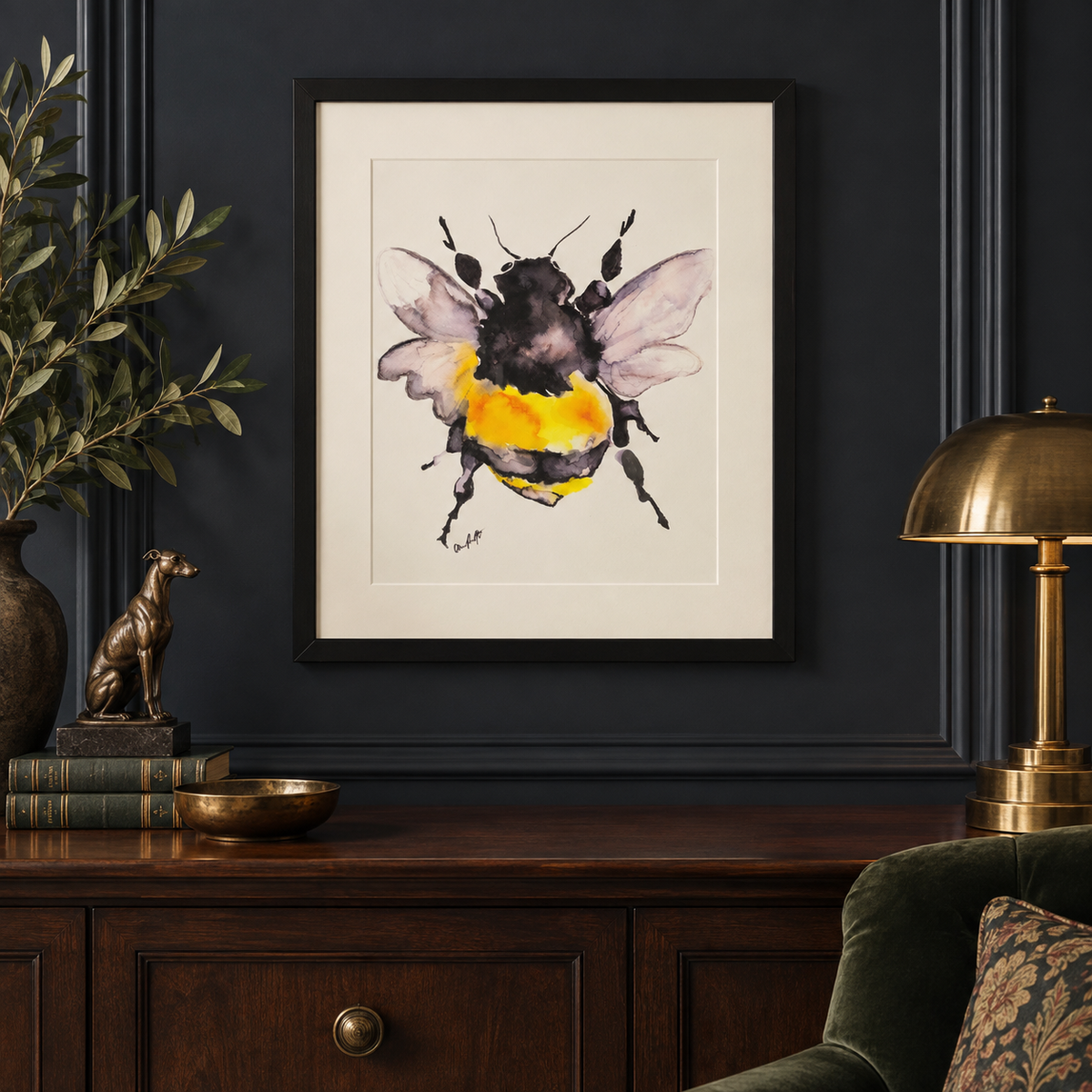 Framed A4 Bee Watercolour Print's