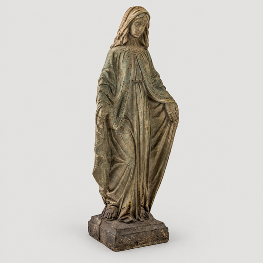 Large Antiqued Stone-Effect Madonna Figure