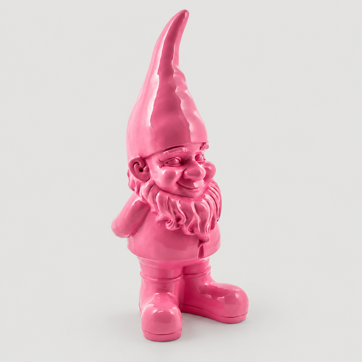 Large Bright Pink Standing Gnome Figure