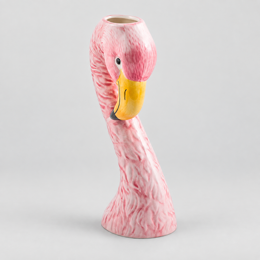 Small Ceramic Pink Flamingo Head Vase