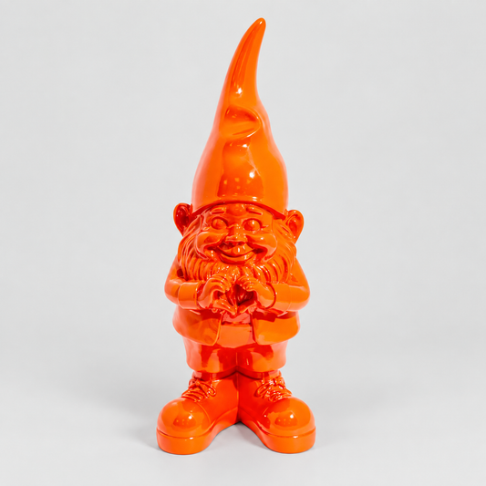 Medium Bright Orange Heart Hands Gnome Figure