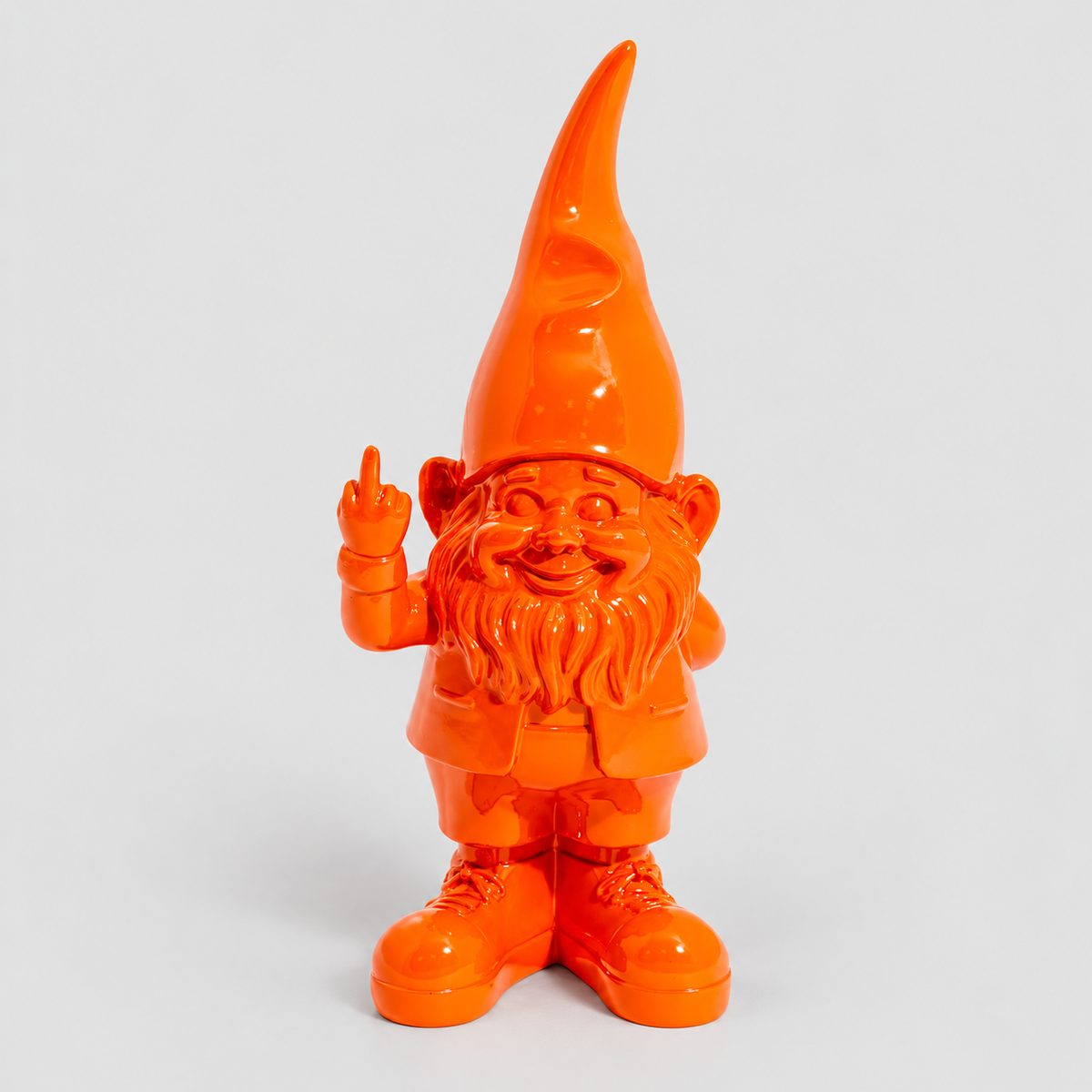 Small Bright Orange Naughty Gnome Figure
