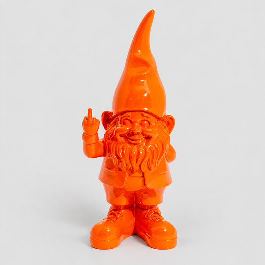 Small Bright Orange Naughty Gnome Figure