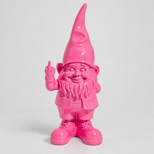 Small Bright Pink Naughty Gnome Figure