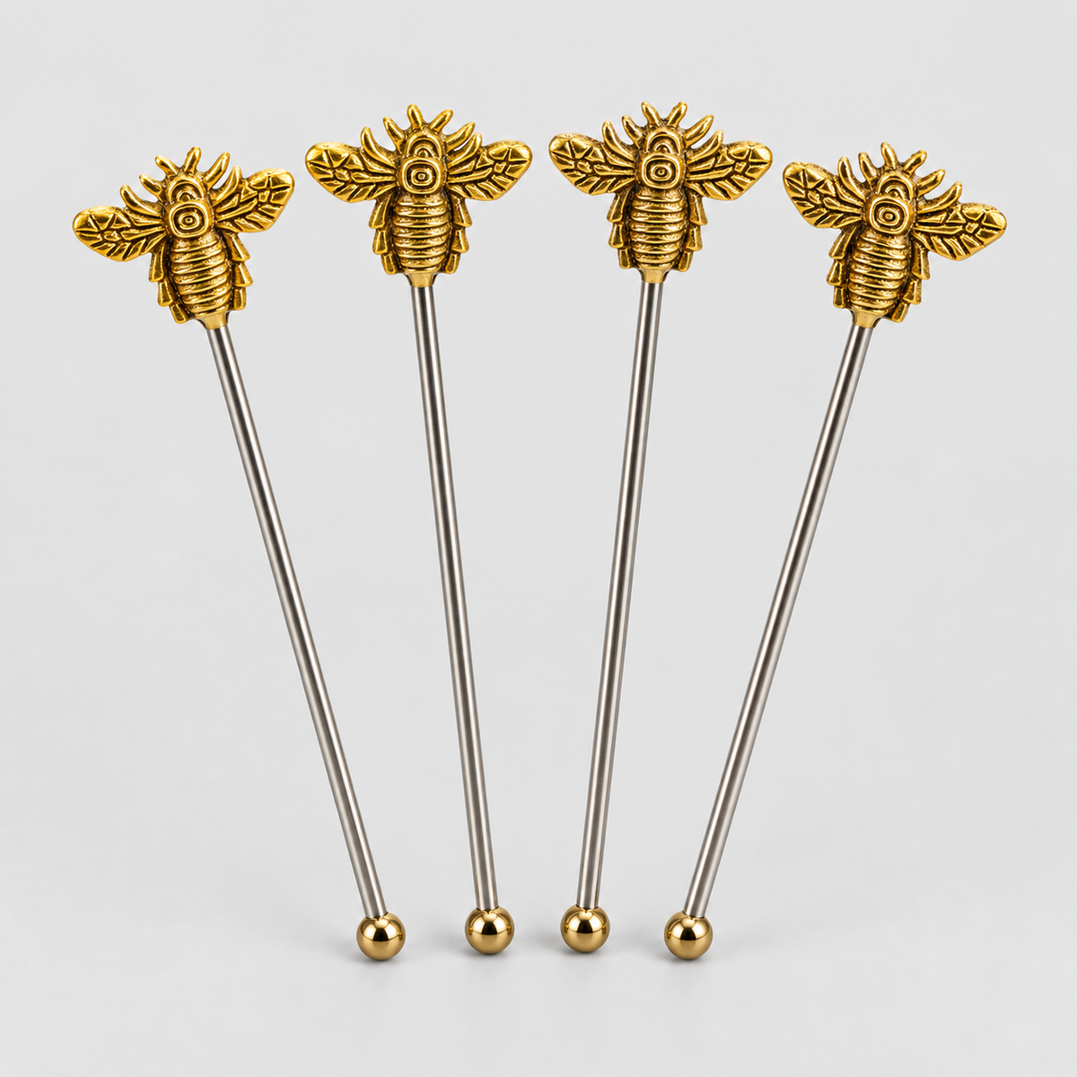 Set of 4 Gold Bumblebee Drinks Stirrers