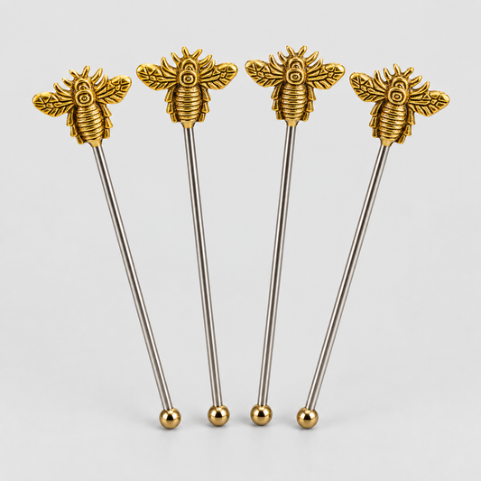 Set of 4 Gold Bumblebee Drinks Stirrers