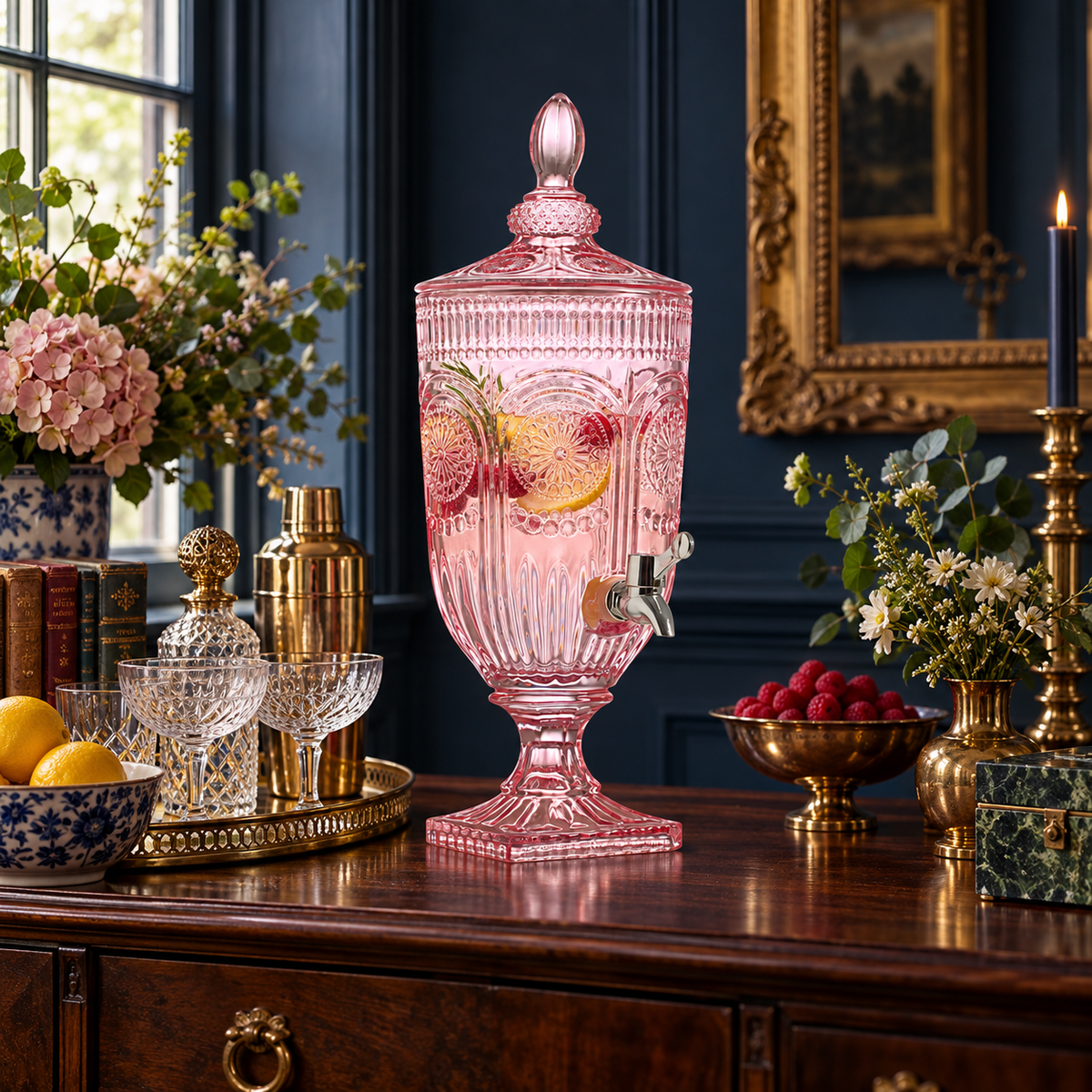Pink Patterned 3-Litre Glass Drinks Server